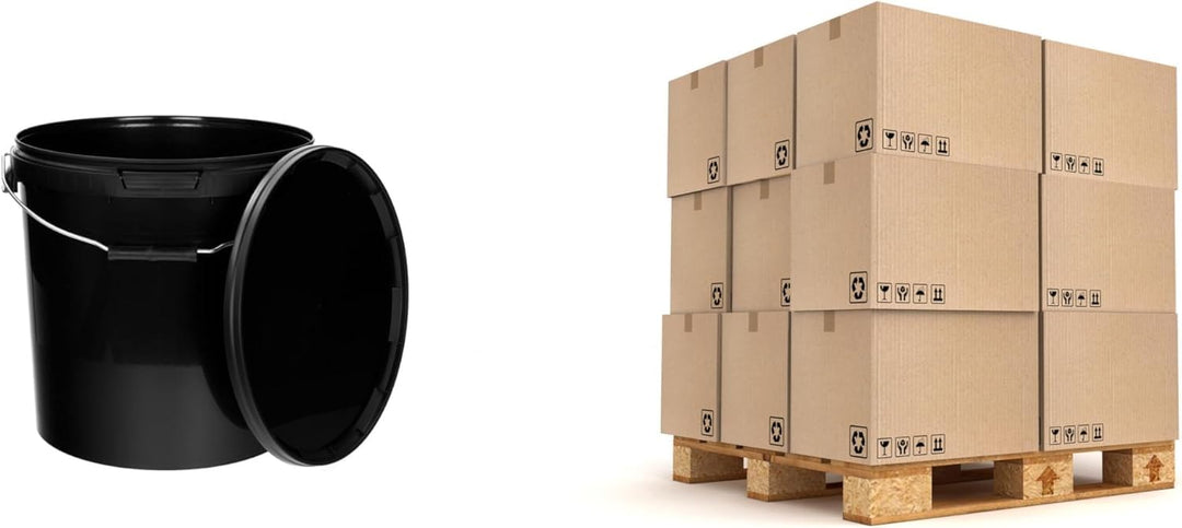 BenBow Eimer mit Deckel 20L schwarz 240 Stück - Palette lebensmittelecht, stabil, luftdicht, auslauf