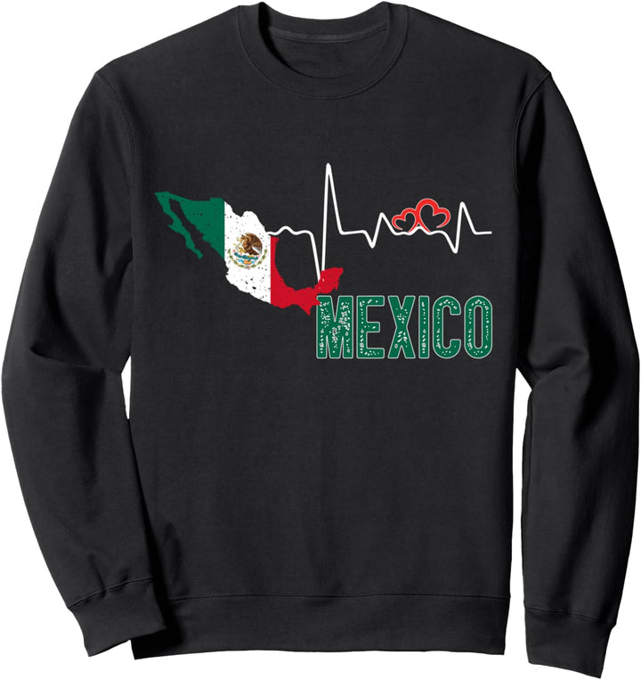 Mexiko-Flagge Karte Herzschlag Design für mexikanischen Stolz Sweatshirt