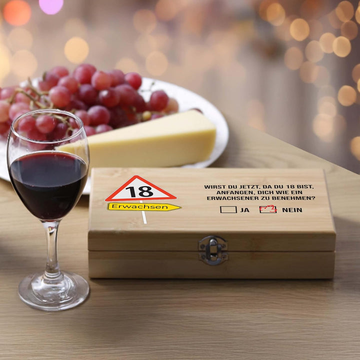 LAUBLUST Weinöffner Set als Geschenk zum 18. Geburtstag - 5er Weinzubehörset zur Volljährigkeit als