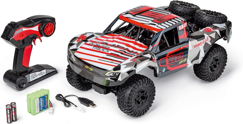 Carson 500404260 1:10 Amphi PowerTruck 2.4GHz 100% RTR rot - Ferngesteuertes Auto, RC Fahrzeug, inkl