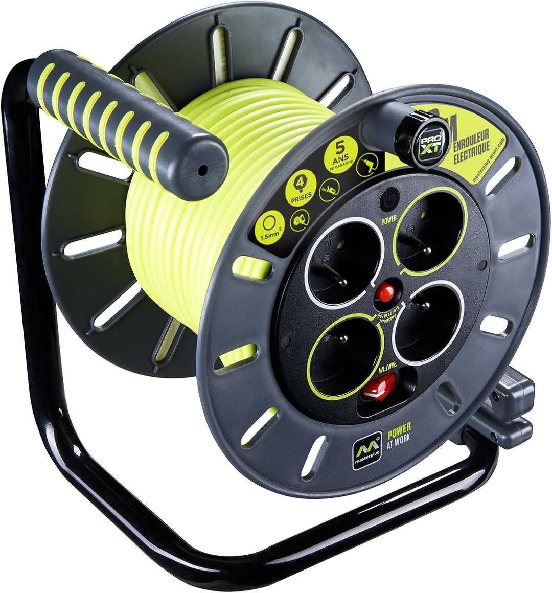 Masterplug Pro-XT 4-fach Verlängerungskabel 16 Ampere 20 Meter grünes Kabel 20m Schwarz / Grün, 20m