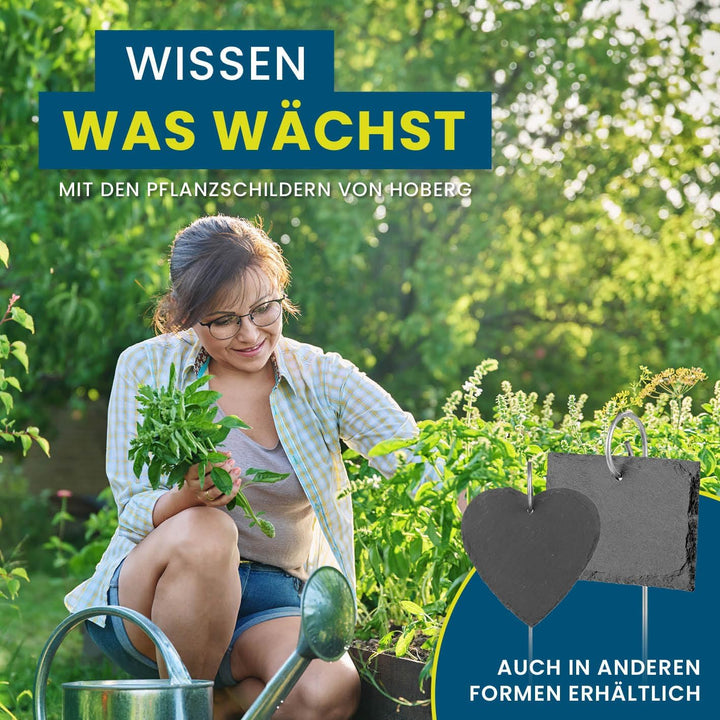 Hoberg Schiefer-Pflanzschilder - 10er Set | Witterungsbeständig, Wiederverwendbar | Individuelles Be