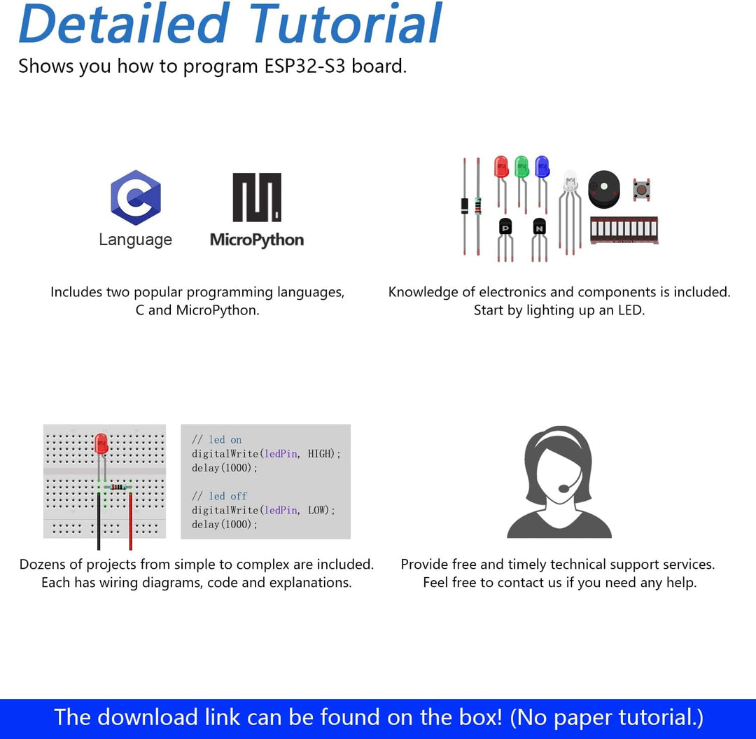 FREENOVE Basic Starter Kit for ESP32-S3-WROOM (Included) (Compatible with Arduino IDE), Onboard Came