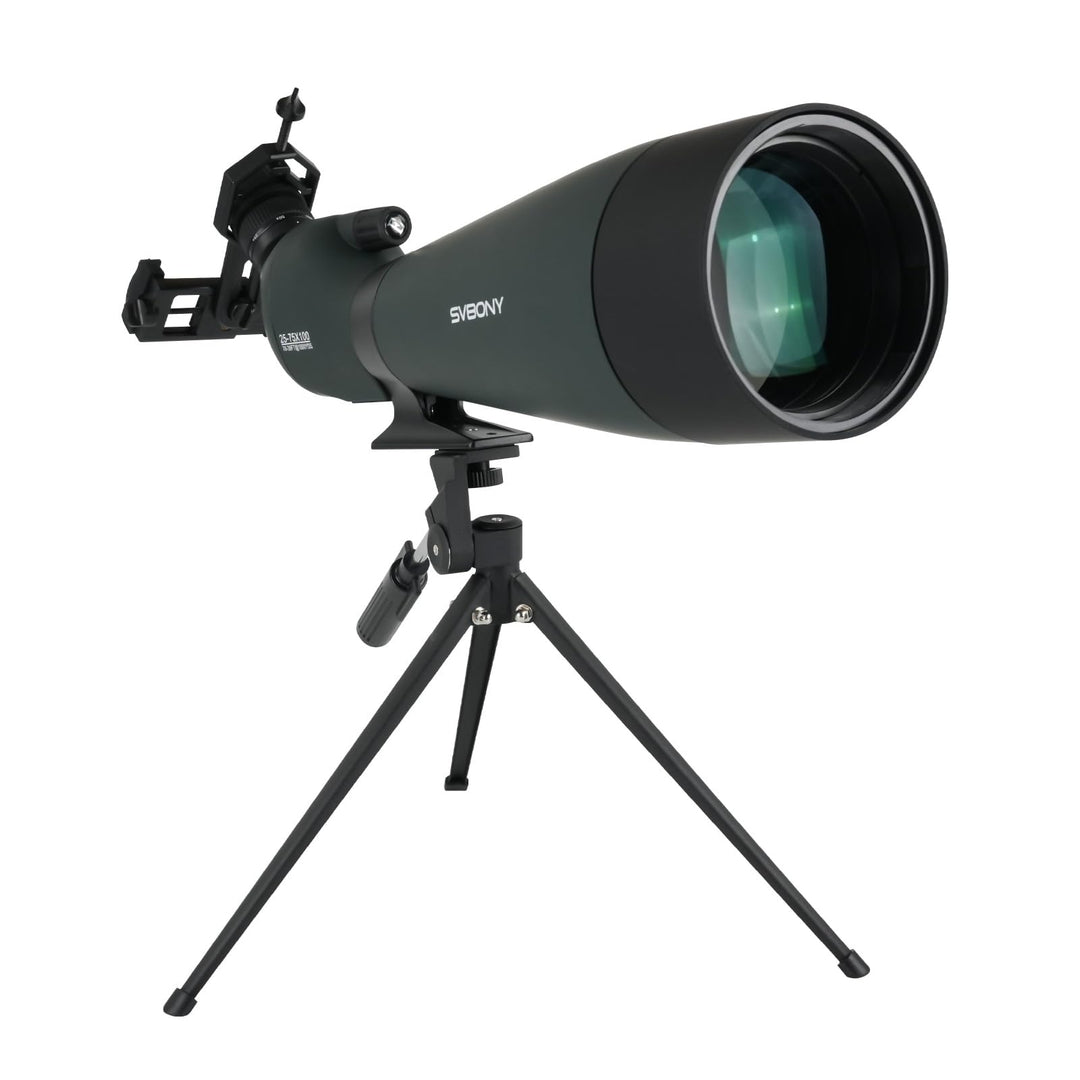 Svbony SV28 25-75x100mm Spektiv mit Stativ, Grosses Sichtfeld, Helle und Klare Bilder, HD BAK4 Porro