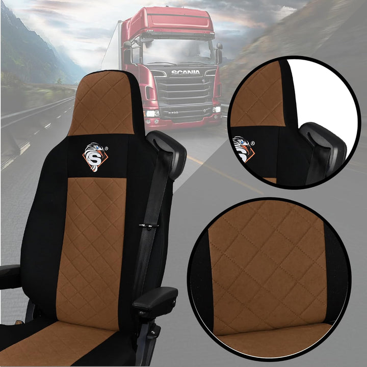 SABA Auto Sitzbezüge LKW für Scania R-Reihe ab 2013, S-Reihe ab 2017, Verschiedene Sitze, 1 Riemen,