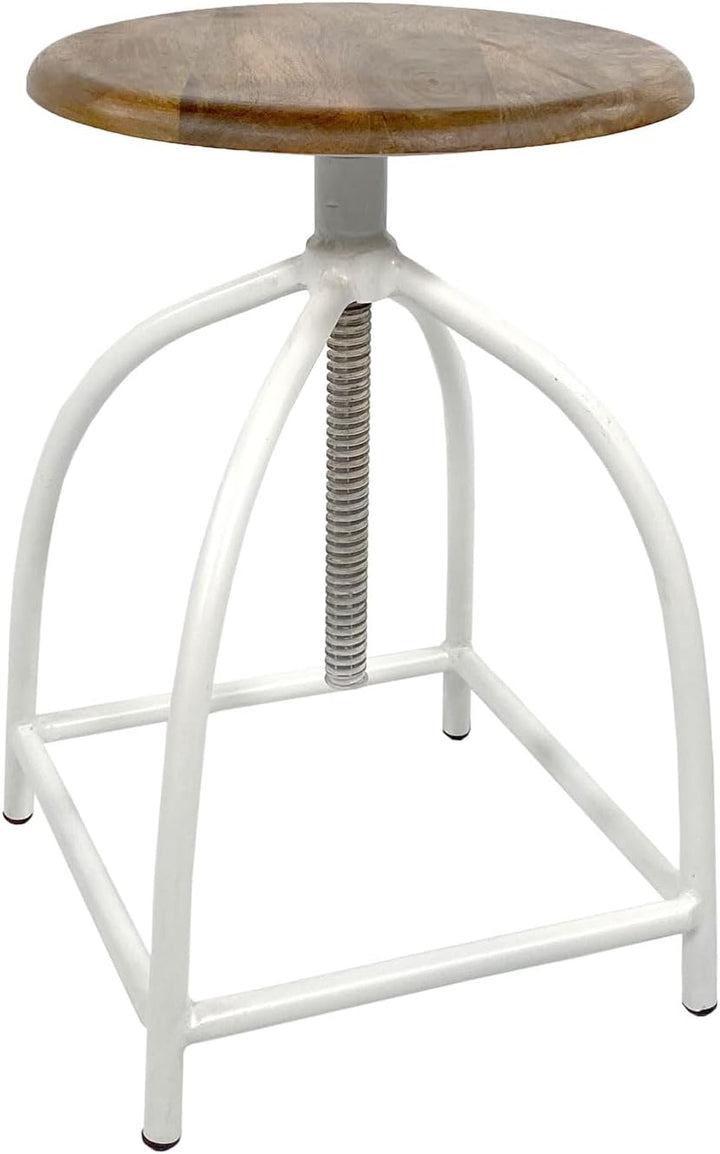 casamia Drehhocker höhenverstellbar Liverpool Holz Metall Industrial Farbe weiss 1 Hocker, Weiss 1 H