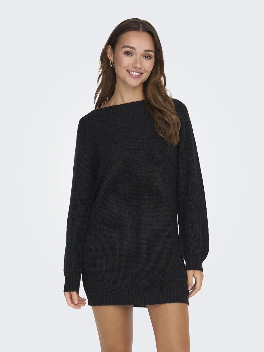 JdY Damen Jdywhitney Megan L/S Boat Dress KNT Noos Kleid M Schwarz, M Schwarz