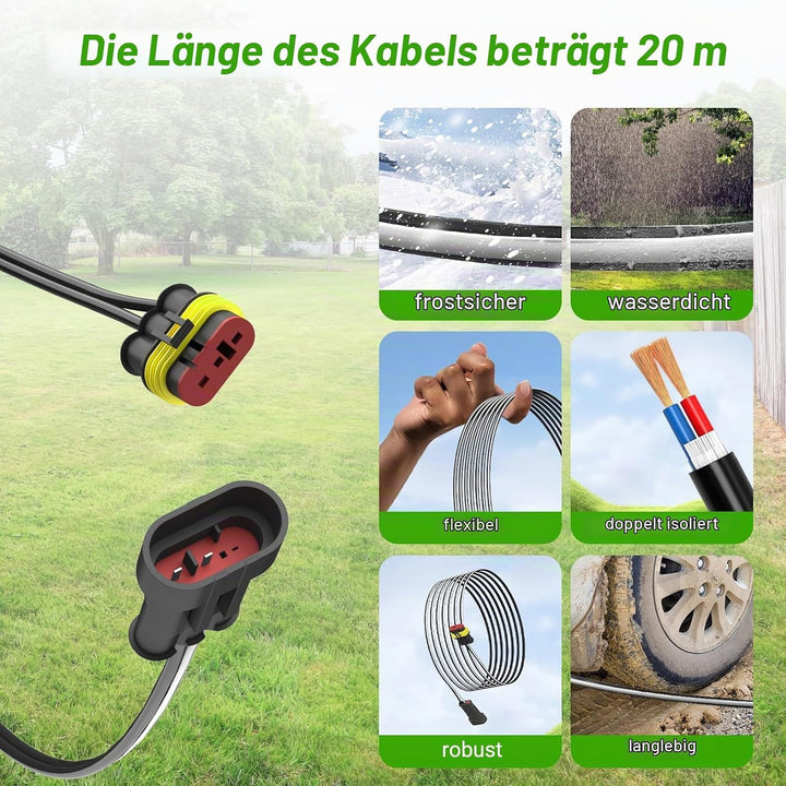 Shentec 20M Niederspannungskabel Transformator Kabel kompatibel mit Gardena Robotic R38Li, R40Li, R8