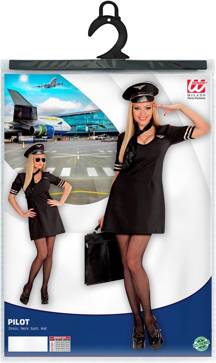 W WIDMANN MILANO Party Fashion - Kostüm Pilotin, Kleid, Uniform, Kapitän, Faschingskostüme, S