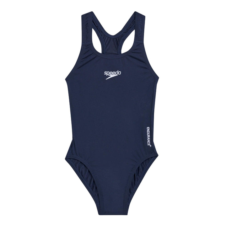 Speedo Mädchen Badeanzug Einteiler Powerflex Flyback Solid Youth Team Farben Badeanzug 7-8 Jahre Nav