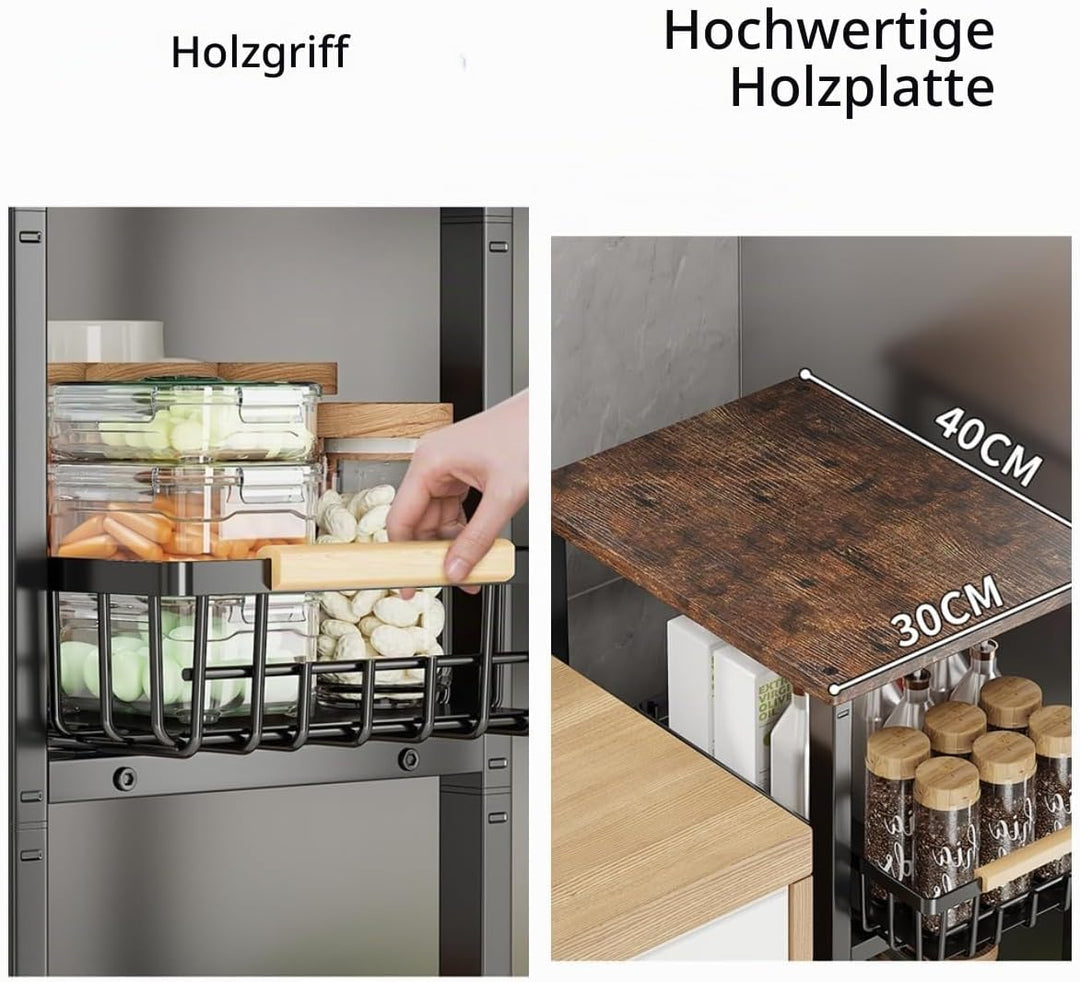 Metalldrahtkörbe mit Rädern, stapelbare Aufbewahrungsbehälter, Küchen-Organizer-Regal, mehrschichtig