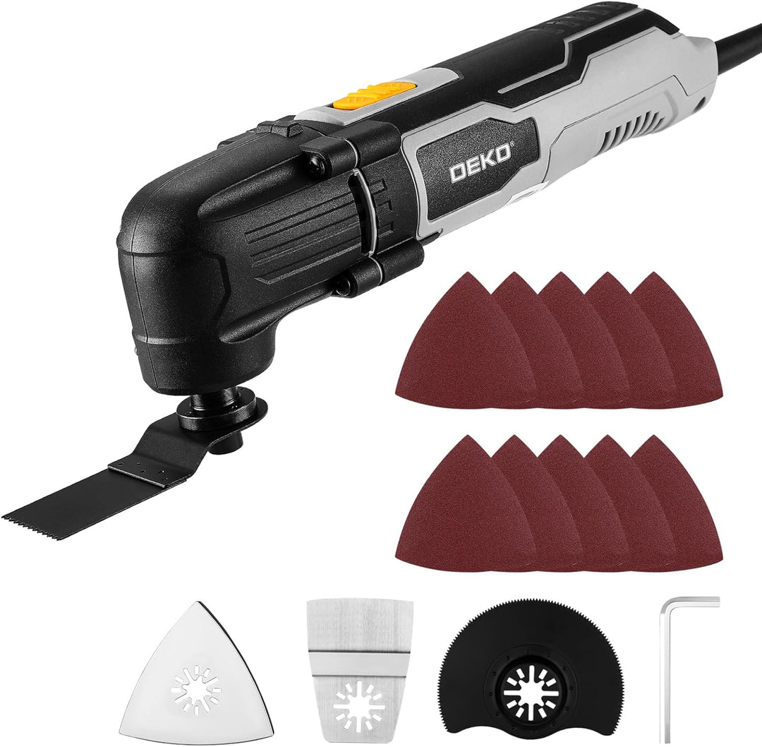 Oszillationswerkzeug 300W: DEKOPRO Multifunktionswerkzeug,3000-22000 RPM,6 Drehzahlen,3°Oszillations