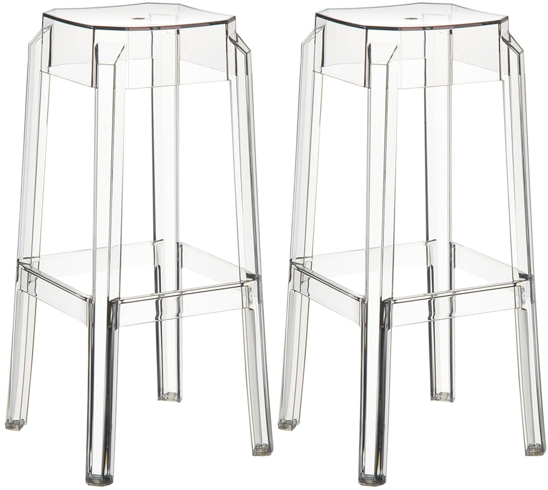 CLP 2er Set Barhocker FOX Aus Kunststoff I 2 x Stapelbarer Hocker Mit Fussstütze, Farbe:transparent,