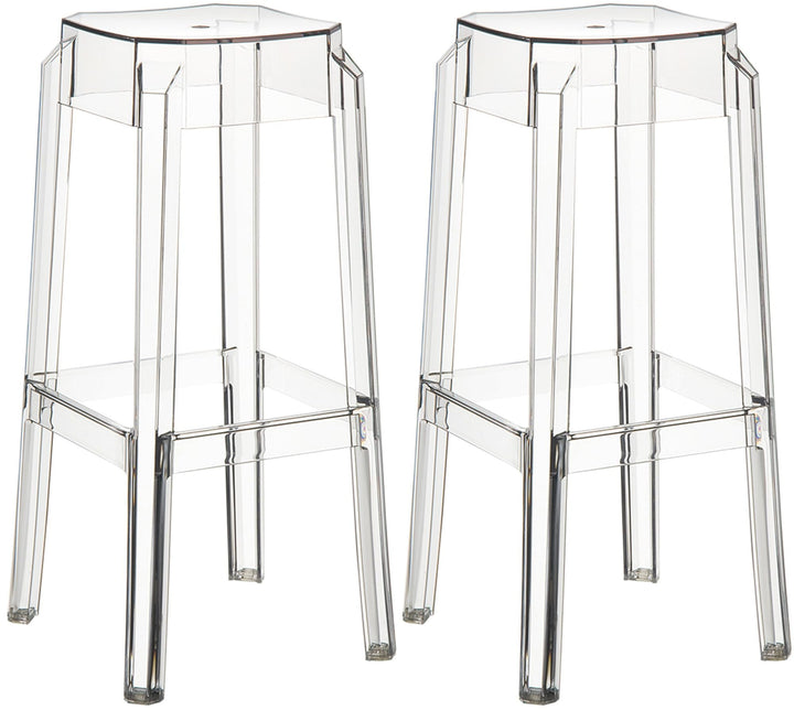CLP 2er Set Barhocker FOX Aus Kunststoff I 2 x Stapelbarer Hocker Mit Fussstütze, Farbe:transparent,
