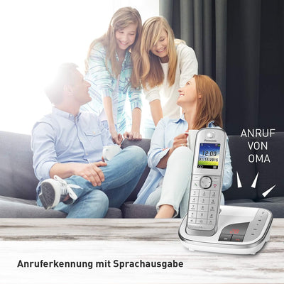 Panasonic KX-TGJ322GW Familien-Telefon mit Anrufbeantworter (schnurloses Telefon DUO, strahlungsarm,