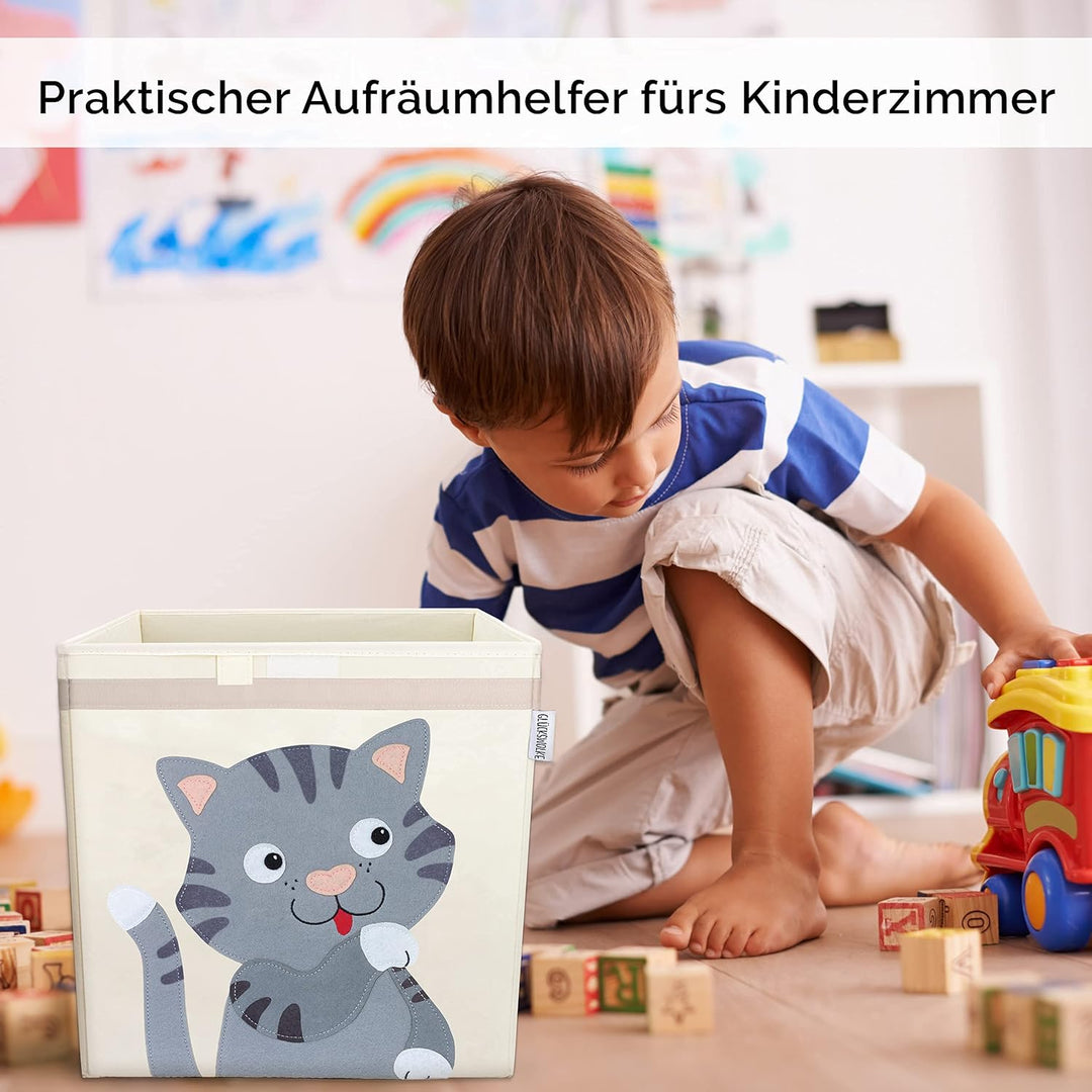 GLÜCKSWOLKE Kinder Aufbewahrungsbox - 15 Motive I Spielzeugkiste mit Deckel für Kinderzimmer I Spiel