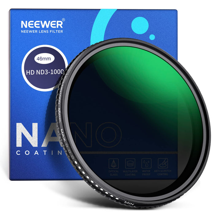 NEEWER 46mm Variable ND Filter ND3-ND1000 (1,5-10 Begrenzte Stops) Variabel Graufilter optischem HD