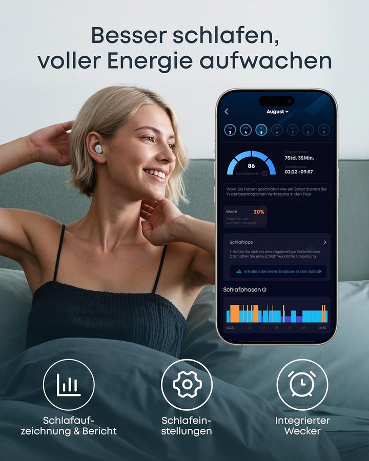 soundcore Sleep A30 von Anker, Schlafkopfhörer, Geräuschmaskierung, Bluetooth-Kopfhörer, adaptives S
