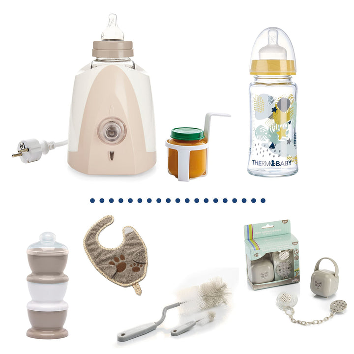 THERMOBABY Lunchpaket für 1. Alter – Flaschenwärmer – Fläschchen – Milchtransportbox – Flaschenbürst