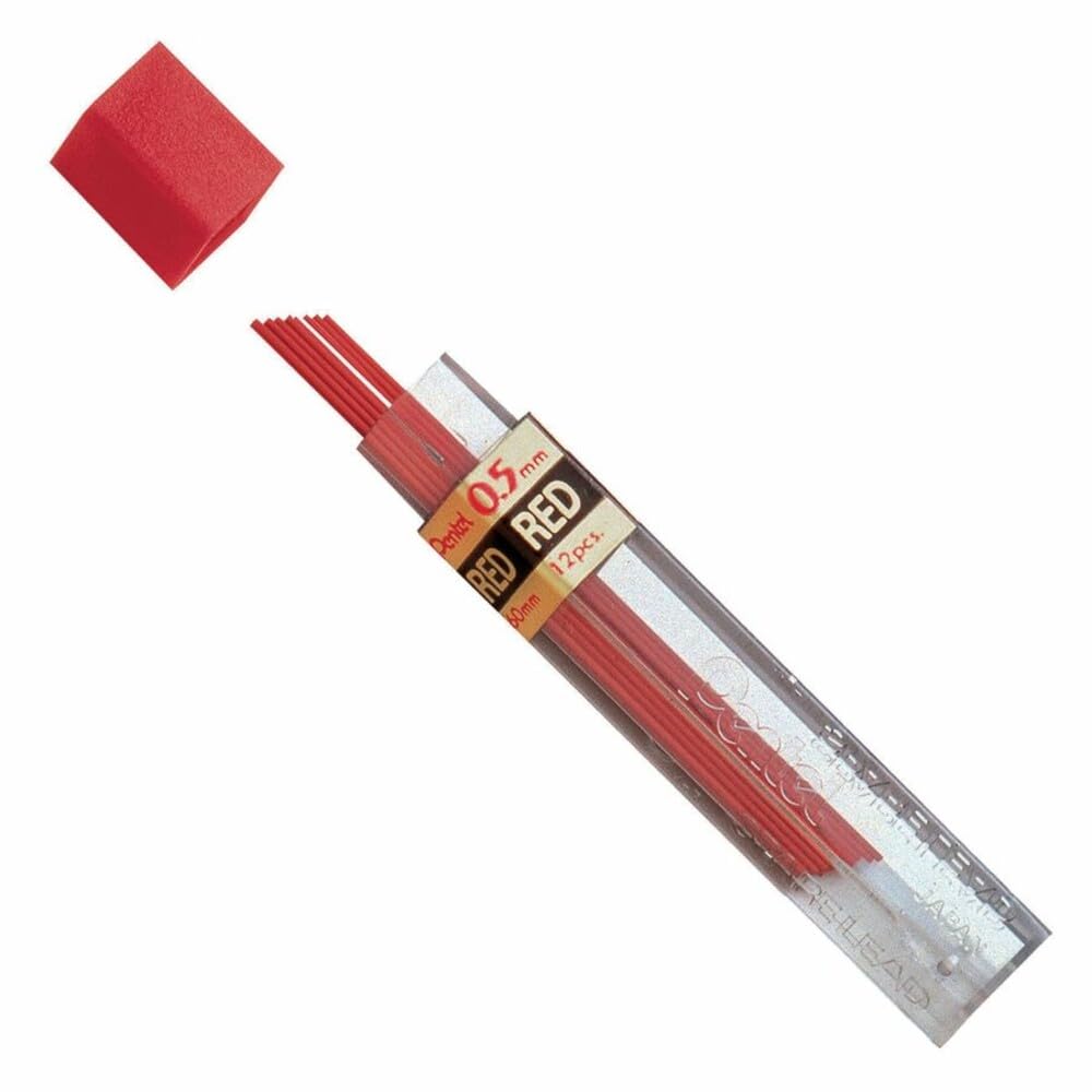 Pentel PPR Cases mit 12 rot Ersatzmine für Druckbleistifte 0,5 mm rot 0,5Â mm, rot 0,5Â mm