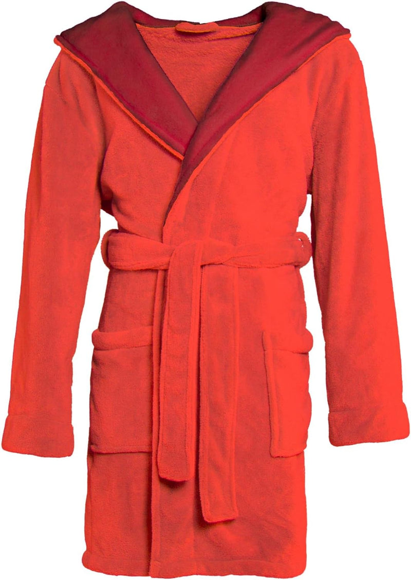 CelinaTex XS-XXXL Bademantel Kapuze zweifarbig kurz aufgesetzte Taschen Damen Mikrofaser Kuschelflee