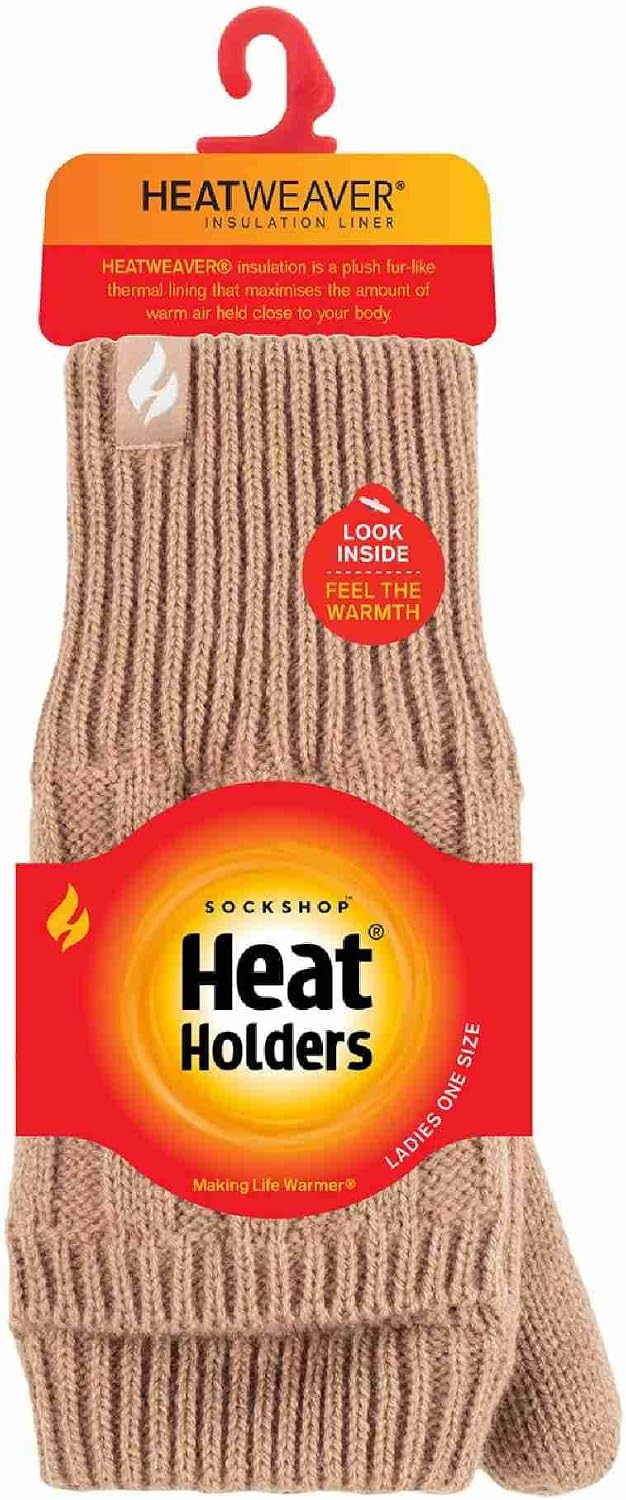 HEAT HOLDERS Fingerlose Damen-Thermo-Konverter-Handschuhe mit Zopfmuster, 2,3 Tog Dusky Blau, Dusky
