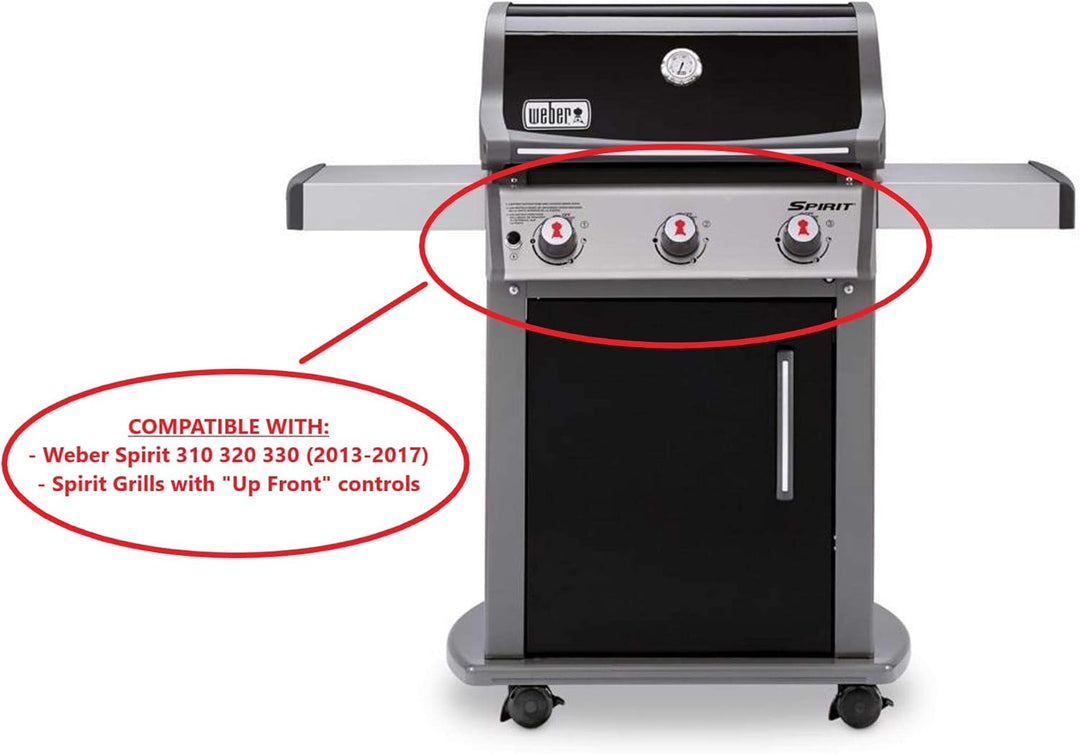 Weber # 69893 Set of 3 Control Knobs Spirit 300 Series (with Up Front Controls) Years 2013 and Newer