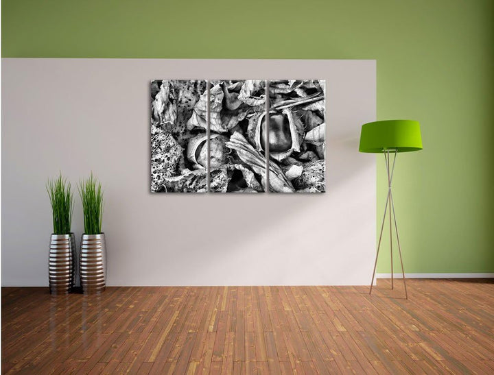Pixxprint Zwei offene Kastanien als Leinwandbild/Grösse: 3 Teilig (120x80) cm/Wandbild/Kunstdruck/fe