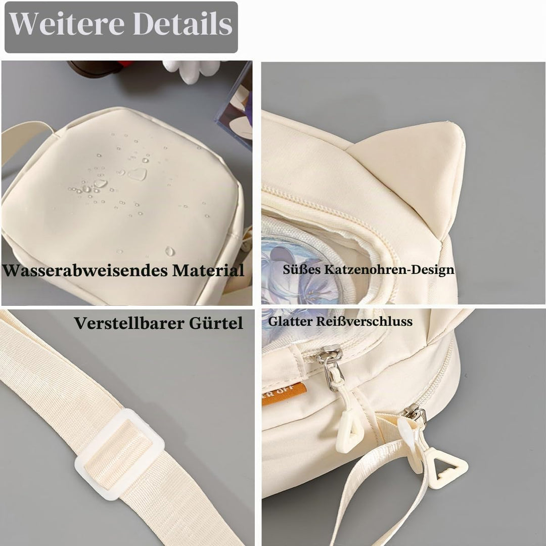 Kleine Ita Messenger Tasche für Damen, Kawaii Crossbody Tasche mit transparentem Pins Display-Fenste