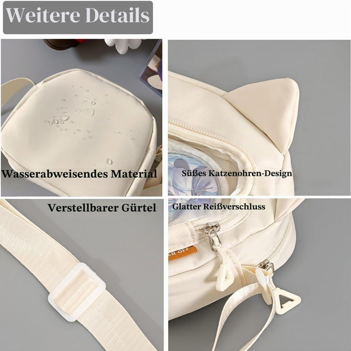 Kleine Ita Messenger Tasche für Damen, Kawaii Crossbody Tasche mit transparentem Pins Display-Fenste
