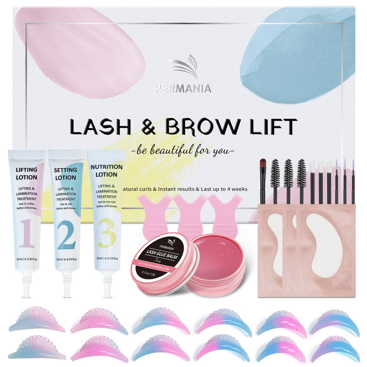 PERMANIA Wimpernlifting Set - Korean Lash Lifting Set - Verbessertes Wimpernwelle und Augenbrauen Li
