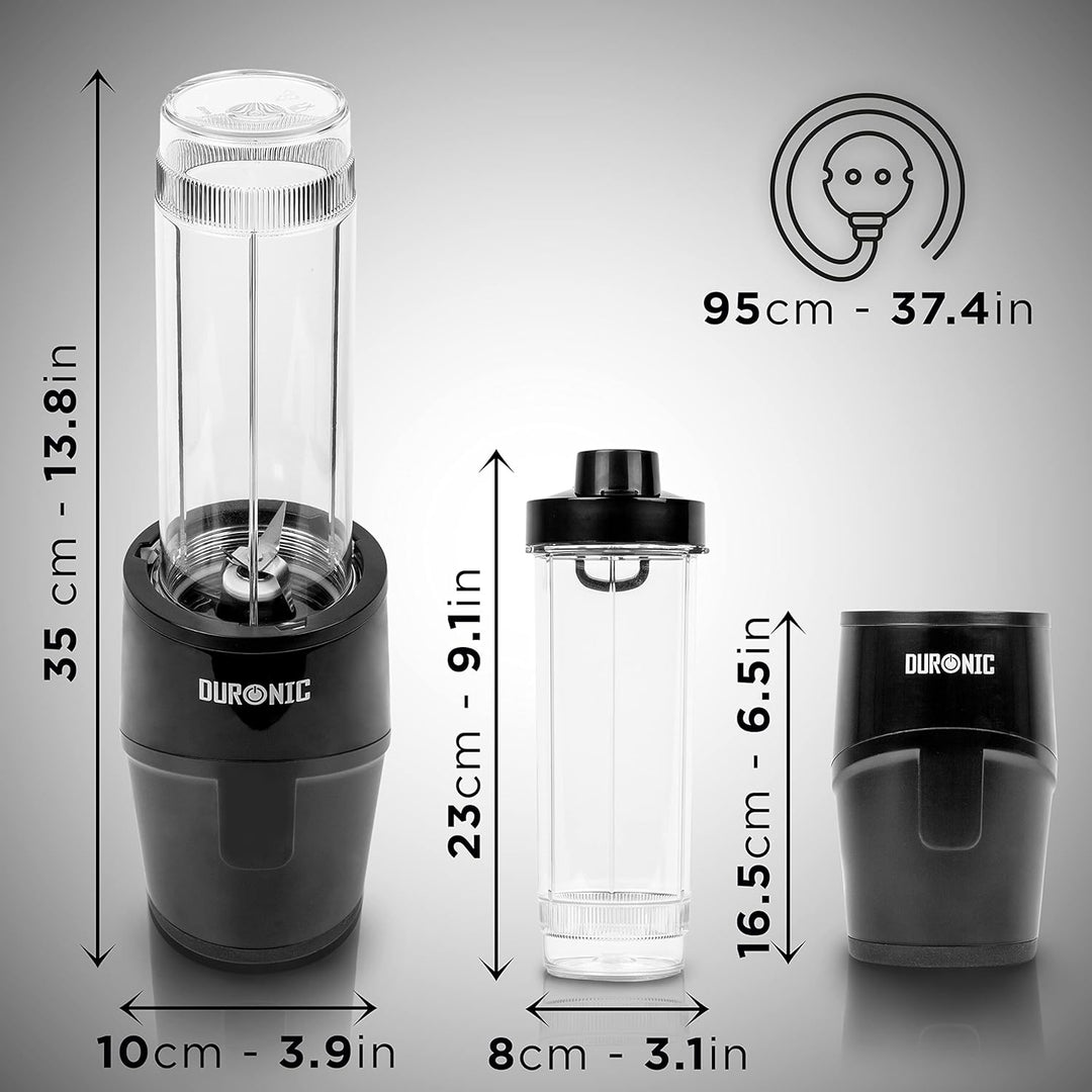Duronic BL510 Mini-Standmixer, Mini Smoothie Maker, 500W Blender, Shake Mixer mit 570 ml Trinkflasch