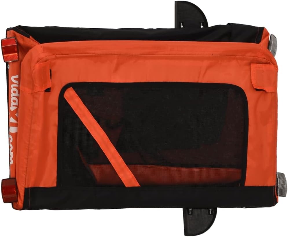 vidaXL Fahrradanhänger Hunde Grau und Schwarz Oxford-Gewebe & Eisen 120 x 54.5 x 53 cm Orange, 120 x
