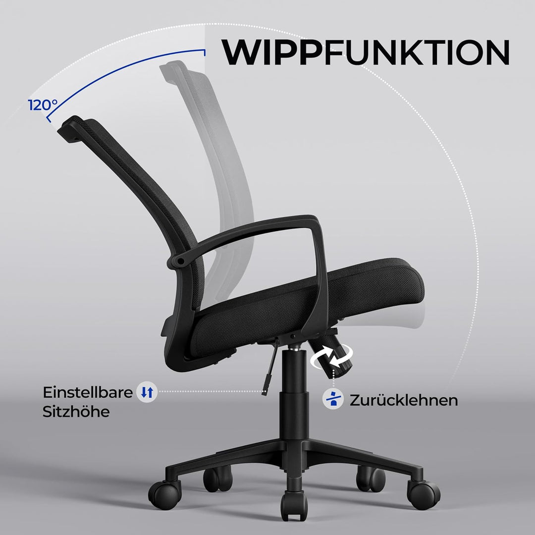 Yaheetech Bürostuhl Schreibtischstuhl ergonomischer Drehstuhl mit Netzbespannung Chefsessel bis 125