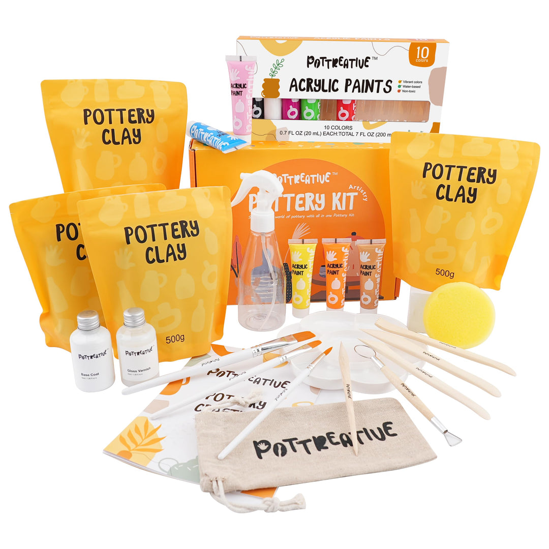 Lufttrocknendes Ton Töpferkit für Anfänger DIY TonTöpferei Starter-Kit enthält lufttrocknenden Ton,