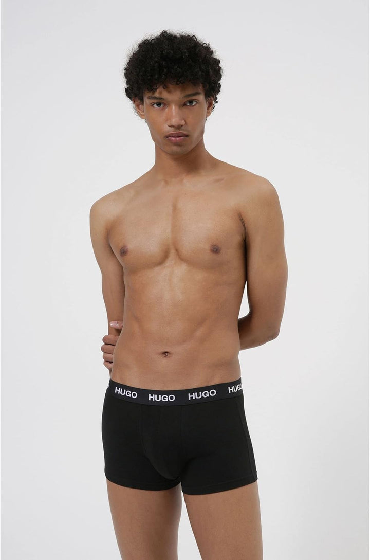 HUGO Herren Trunk Triplet Pack Dreier-Pack eng anliegende Boxershorts aus Stretch-Baumwolle mit kurz
