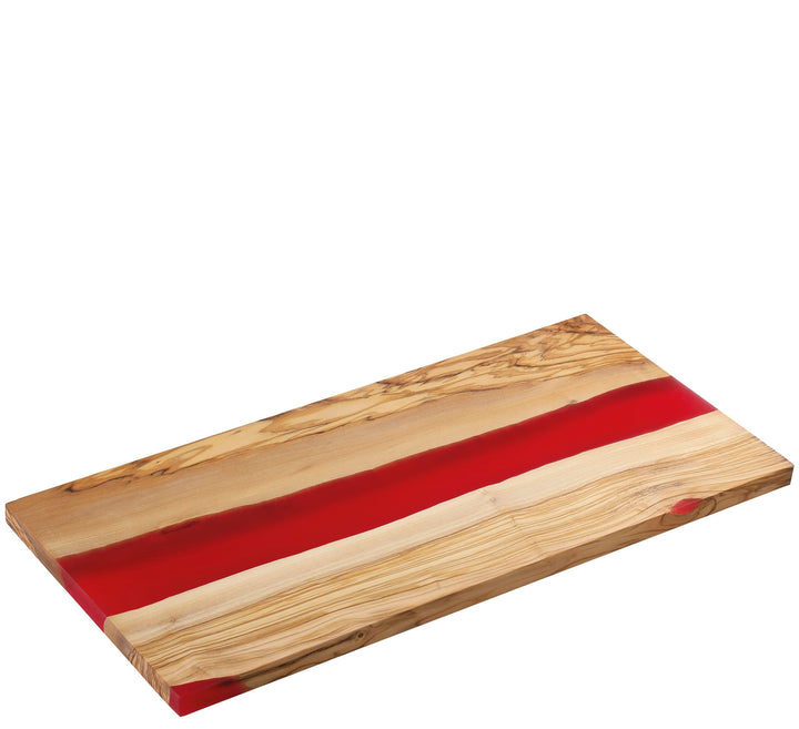 Zassenhaus Servierbrett rot aus Olivenholz & Harz, 45 x 22 x 1,5 cm, handgefertigtes Premium-Brett m