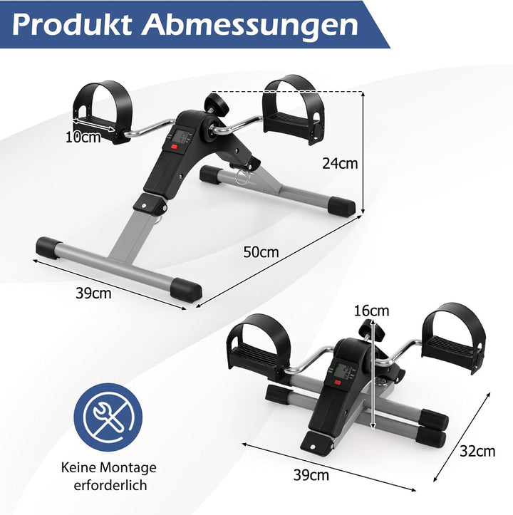 COSTWAY Pedaltrainer für Senioren, Arm und Beintrainer klappbar mit verstellbarem Widerstand & LCD-D