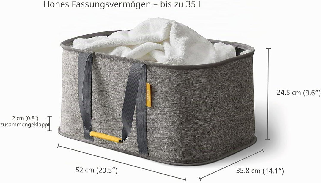 Joseph Joseph Laundry 2er Set - Hold-All 35L Faltbarer Wäschesammler und Tota 60L Wäschekorb mit dec