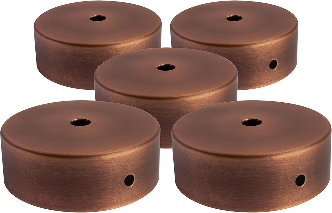 AMARCORDS - 5 Baldachin rosetten aus Metall, Farbe BRONZE, Lampengehäuse komplett mit Kabelklemmenzu