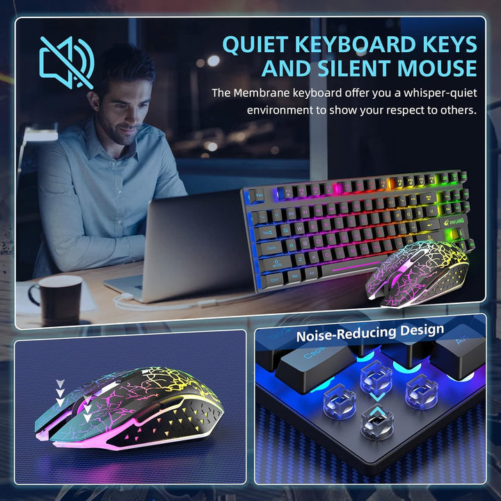 87 Tasten Drahtlose Tastatur Maus Combo Regenbogen von hinten beleuchtet 2.4G wiederaufladbare mecha