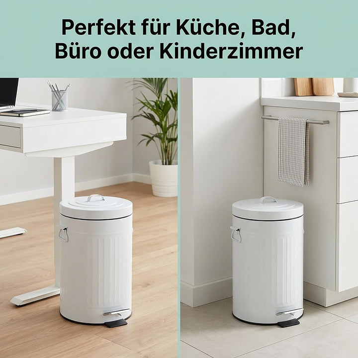 Relaxdays Treteimer Vintage, Abfalleimer für Küche oder Bad, aus Metall, mit Tretfunktion, Kosmetike