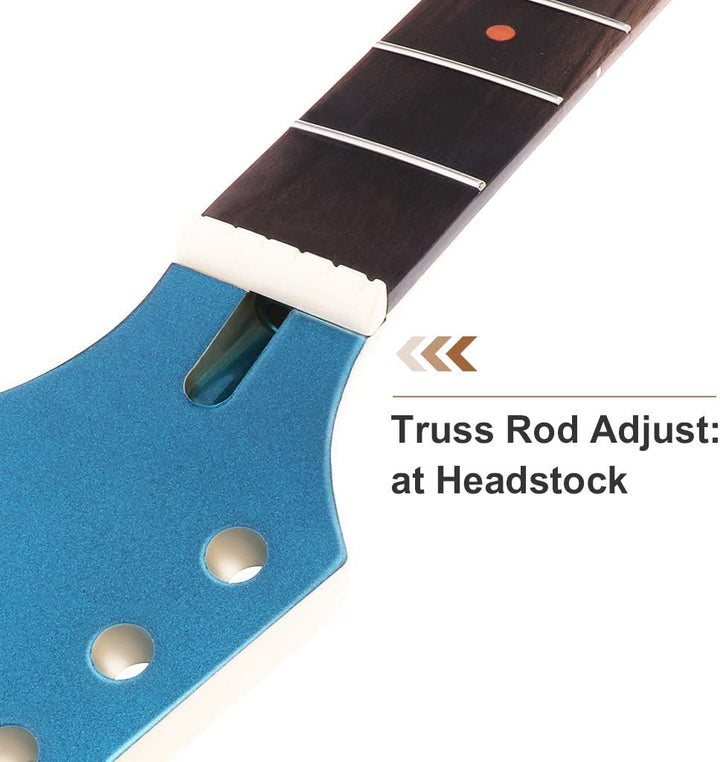 Alnicov E-Gitarrenhals Ahornkopf Palisander Griffbrett 24 Bünde für IBZ-Teile, Blau, blau