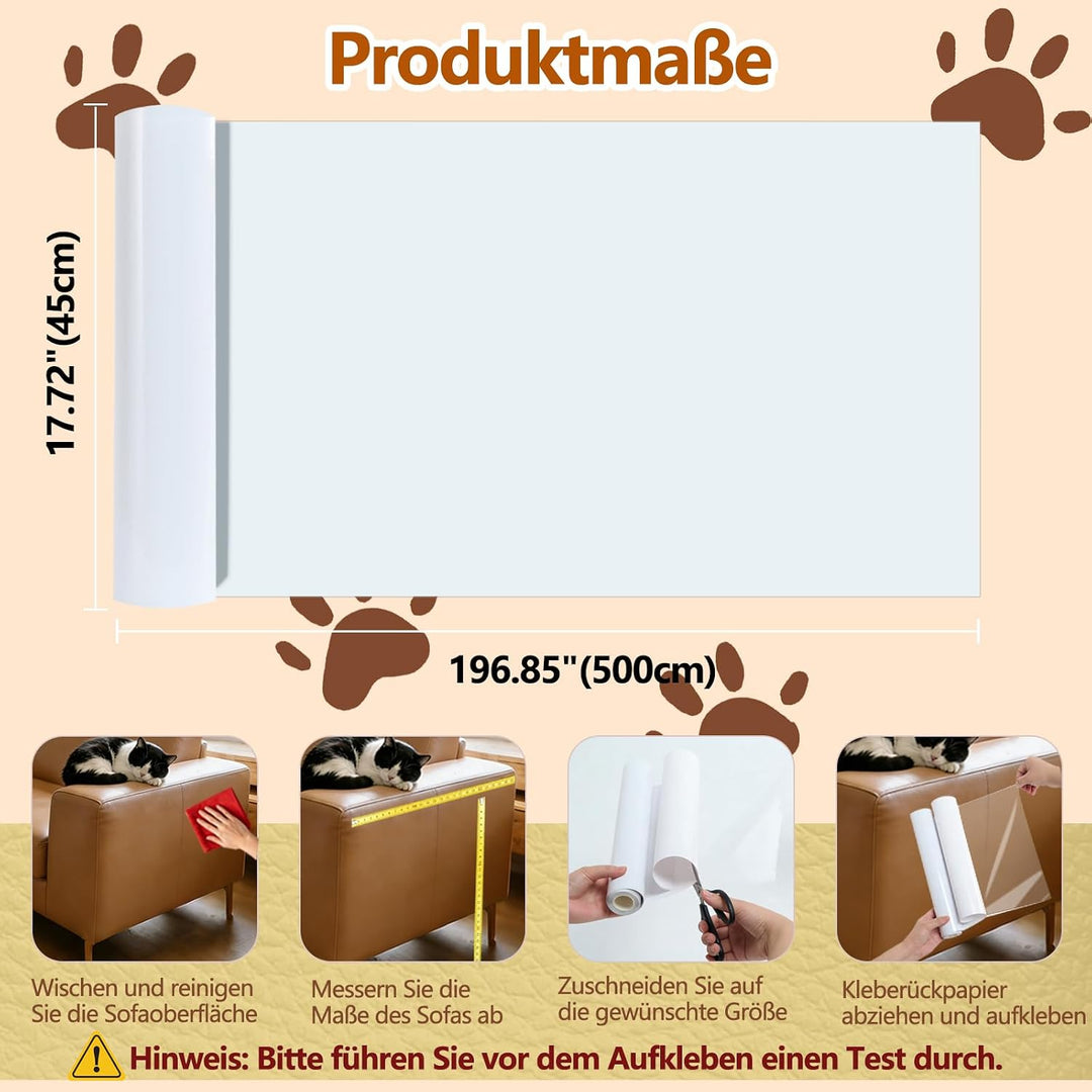 Kratzschutz Sofa Katze Transparent Selbstklebend Tape 5m x 45cm | SANLI TAPE Katzen Kratzschutz Extr