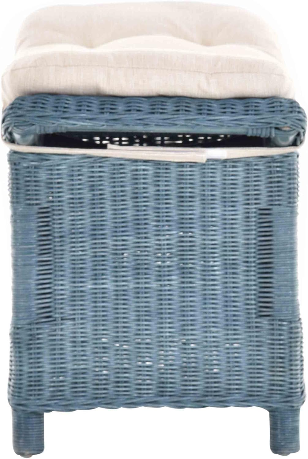 Krines Home Fusshocker mit geschwungener Ablage, Stabiler Sitzhocker/Schemel/Hocker aus echtem Ratta