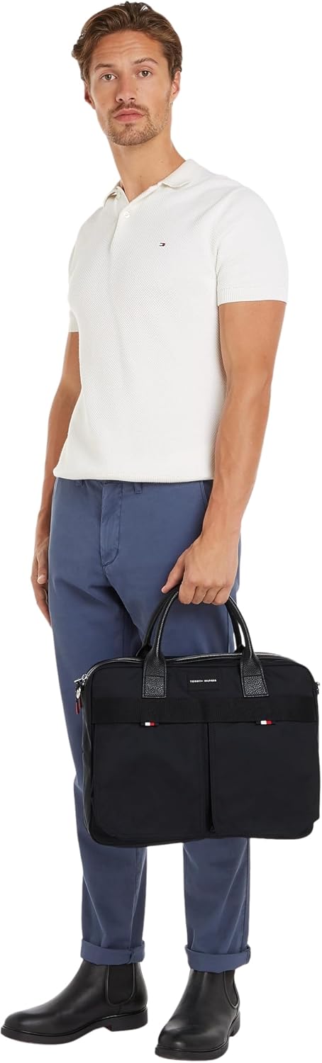 Tommy Hilfiger Th Func Nylon Computer Bag Am0am12470 Laptoptasche Schwarz (Black), Schwarz (Black)