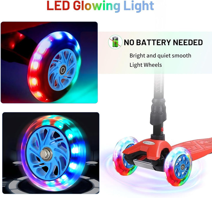 Leuchtende Stunt Scooter Rollen, 2 Stück LED-Lichtrollen, 120mm Led Scooter Ersatzräder Räder mit AB