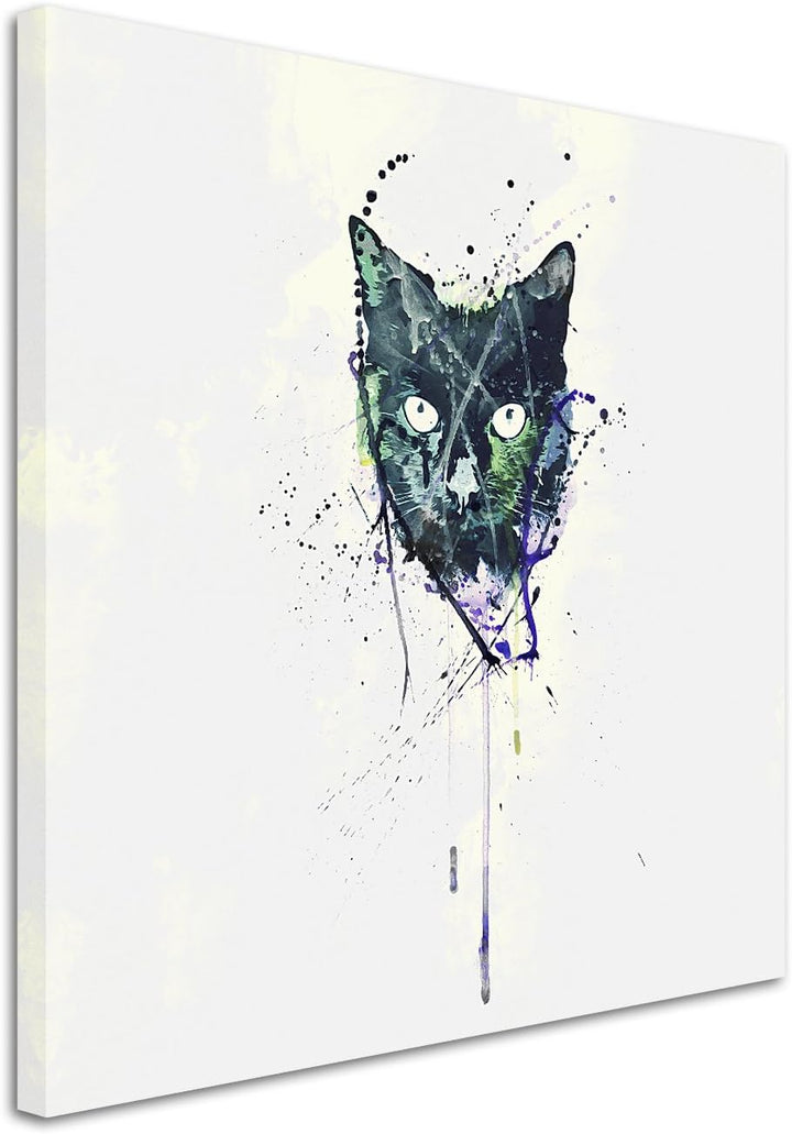 Paul Sinus Art Cat 60x60cm Keilrahmenbild Kunstbild Aquarell Art Wandbild auf Leinwand fertig gerahm