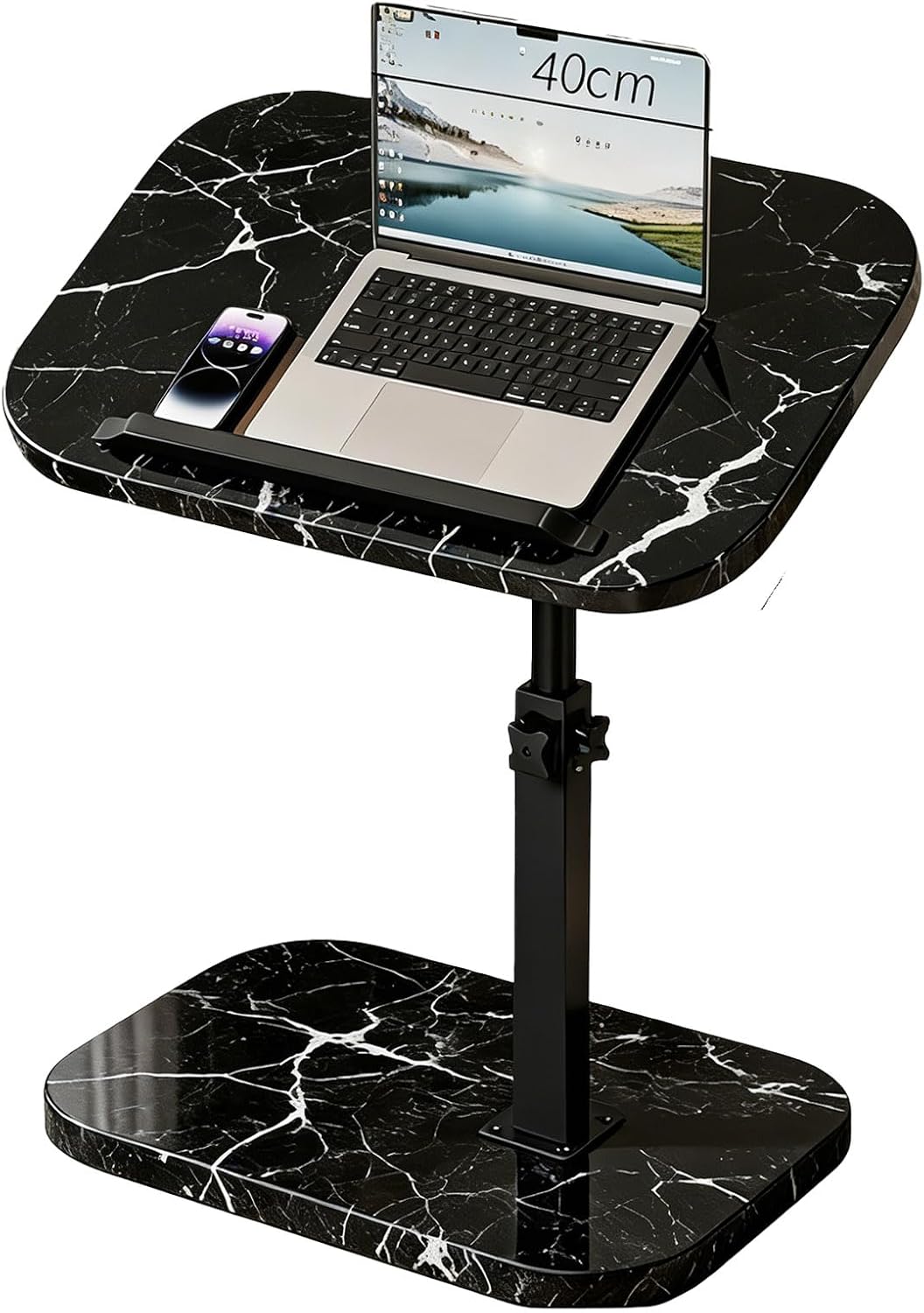 Beistelltisch, Sofa-Armlehnen-Tisch, TV-Tablett mit um 360° drehbarer und neigbarer Tischplatte, höh