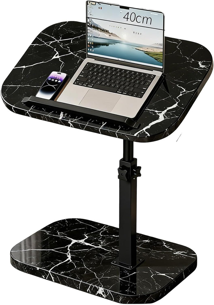 Beistelltisch, Sofa-Armlehnen-Tisch, TV-Tablett mit um 360° drehbarer und neigbarer Tischplatte, höh